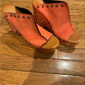 Tinseltown Orange Studded Mules